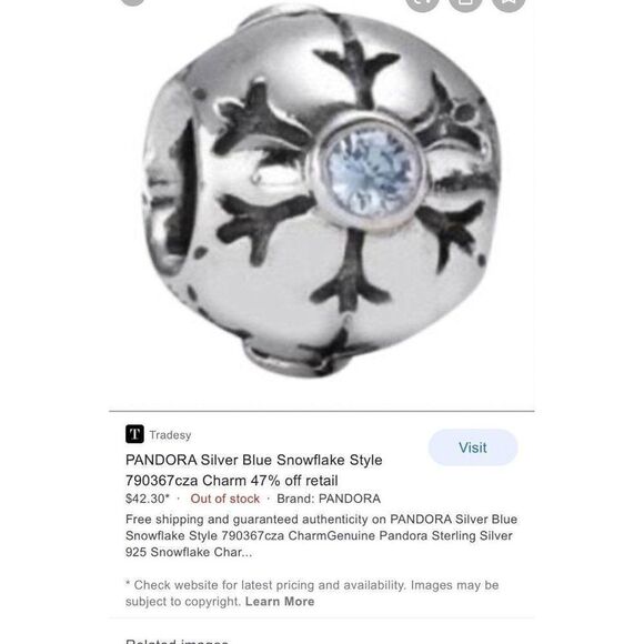 Pandora Blue Topaz Snowflake Charm - Picture 4 of 4